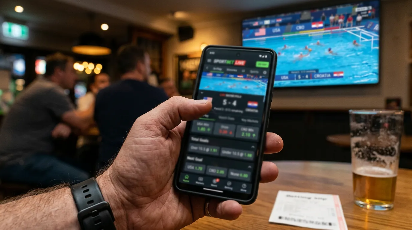 Betano live залагане водна топка — in-play интерфейс
