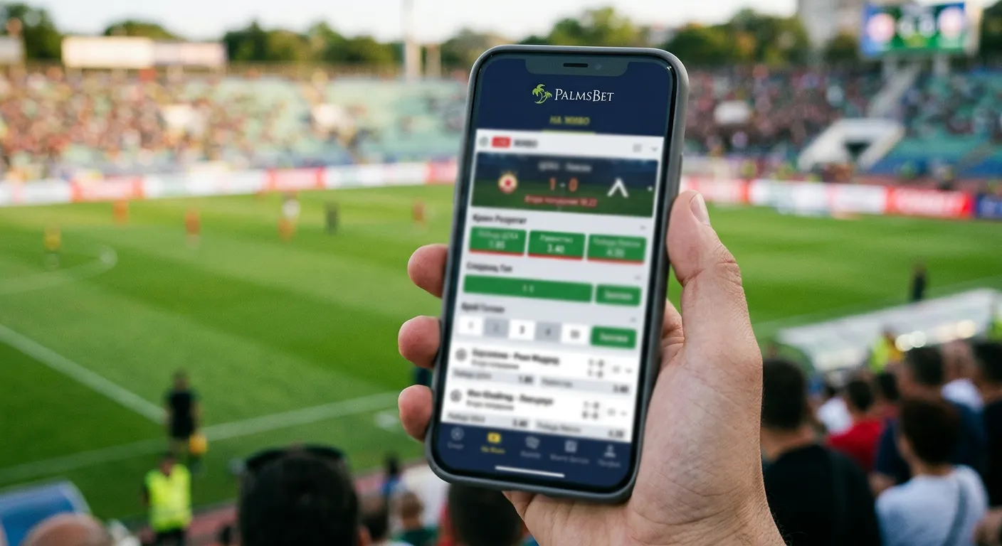 PalmsBet live залагане интерфейс — мобилна версия